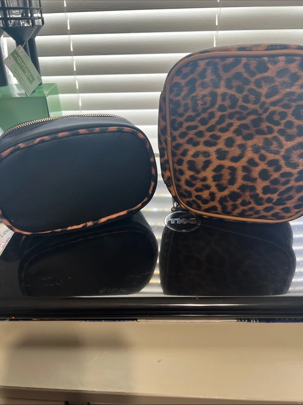 Source Unknown Leopard Print and Black Cosmetic Bags